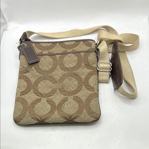 Vintage Coach Brown Tan Messenger Bag Purse Crossbody Monogram Logo C